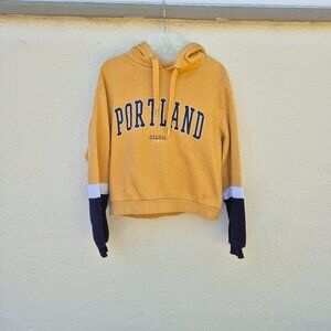 Cropped Mustard Yellow Portland Hoody Sweatshirt Retro Academia 70s 80s 90s